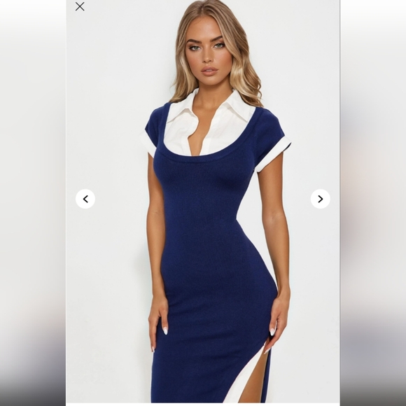 Fashion Nova Dresses & Skirts - Fashion Nova Aylene Sweater Midi Dress - Navy Size 1X (New)